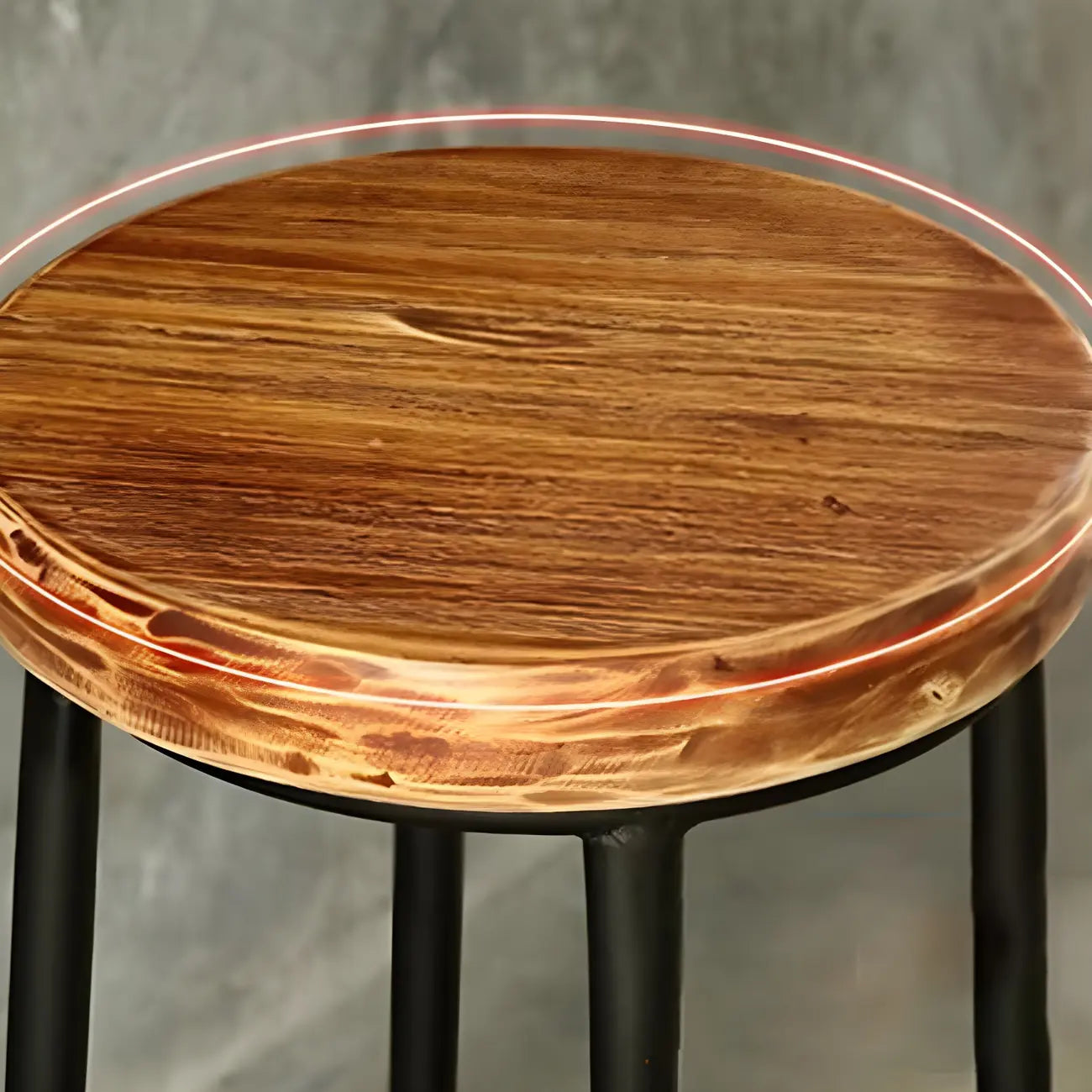 Backless Industrial Round Wooden Bar Stools