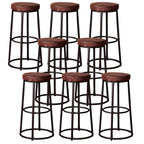 Backless Industrial Round Wooden Bar Stools