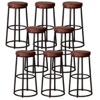 Backless Industrial Round Wooden Bar Stools