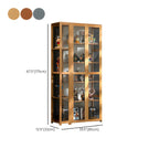 7 Shelves Tan Bamboo Glass Open Storage Display Cabinet