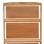 Adjustable Brown Bamboo Display Cabinet with Glass Door