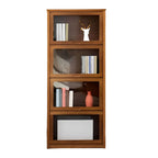 Adjustable Brown Bamboo Display Cabinet with Glass Door