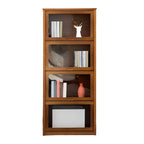 Adjustable Brown Bamboo Display Cabinet with Glass Door