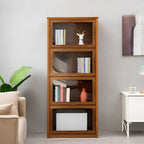 Adjustable Brown Bamboo Display Cabinet with Glass Door