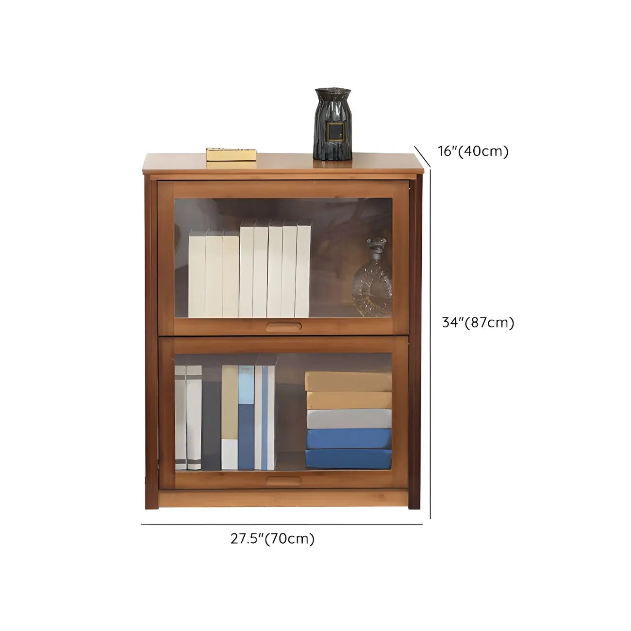 Adjustable Brown Bamboo Display Cabinet with Glass Door