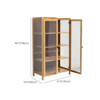 Adjustable Brown Bamboo Display Cabinet with Glass Door