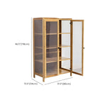 Adjustable Brown Bamboo Display Cabinet with Glass Door