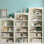 Classic Simple White Rectangular Wood Bookcase