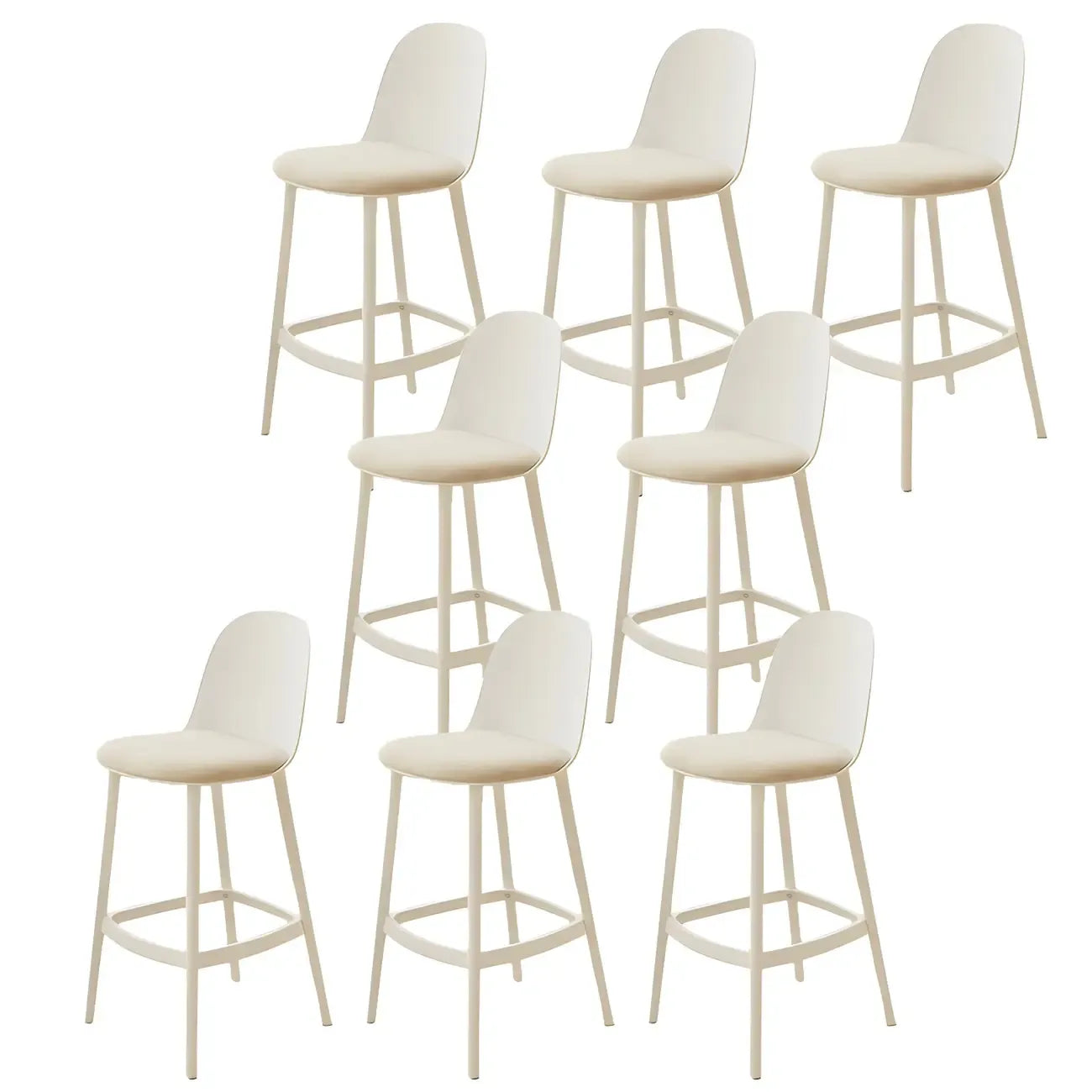 Modern Plastic Upholstered Bar Stool with Footrest