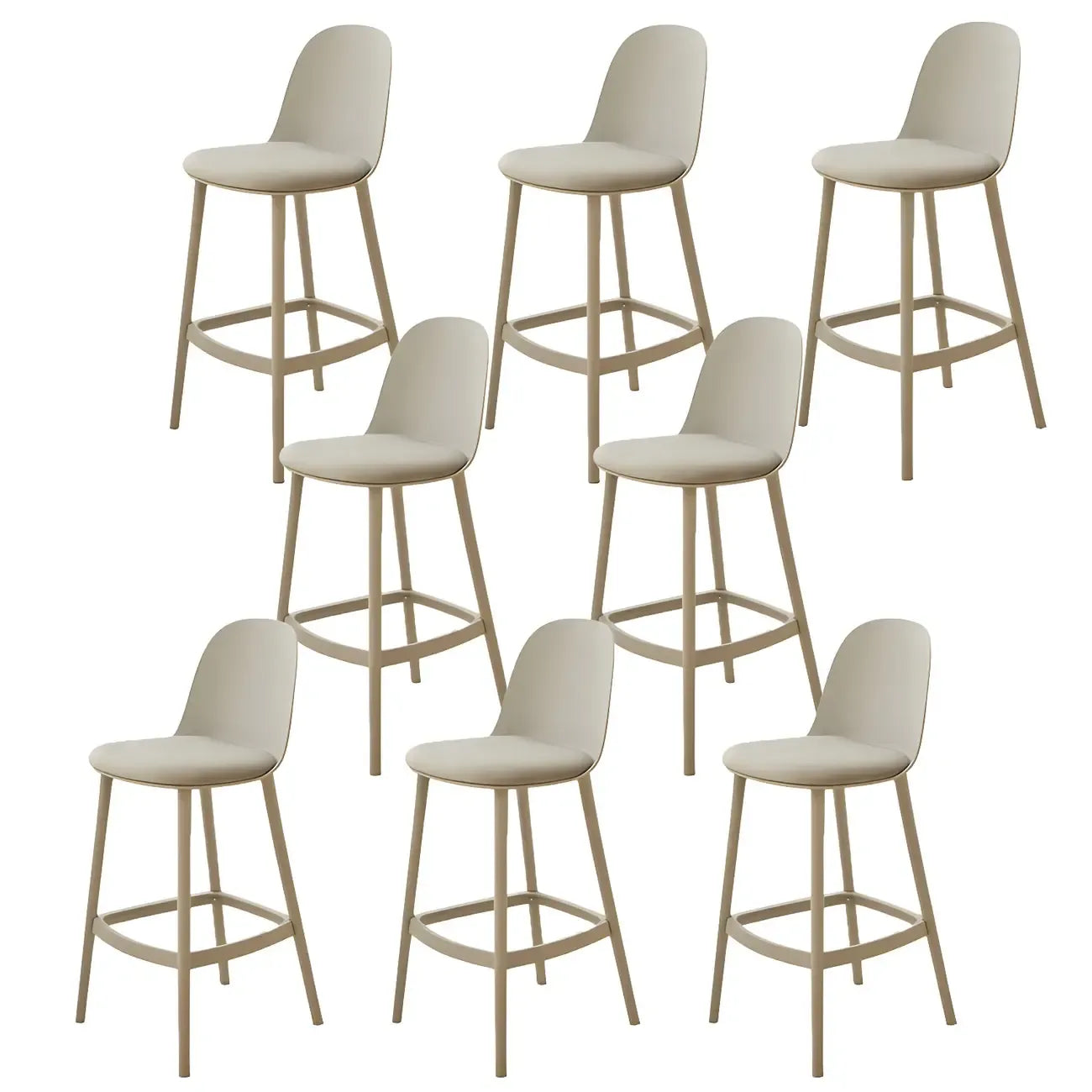 Modern Plastic Upholstered Bar Stool with Footrest