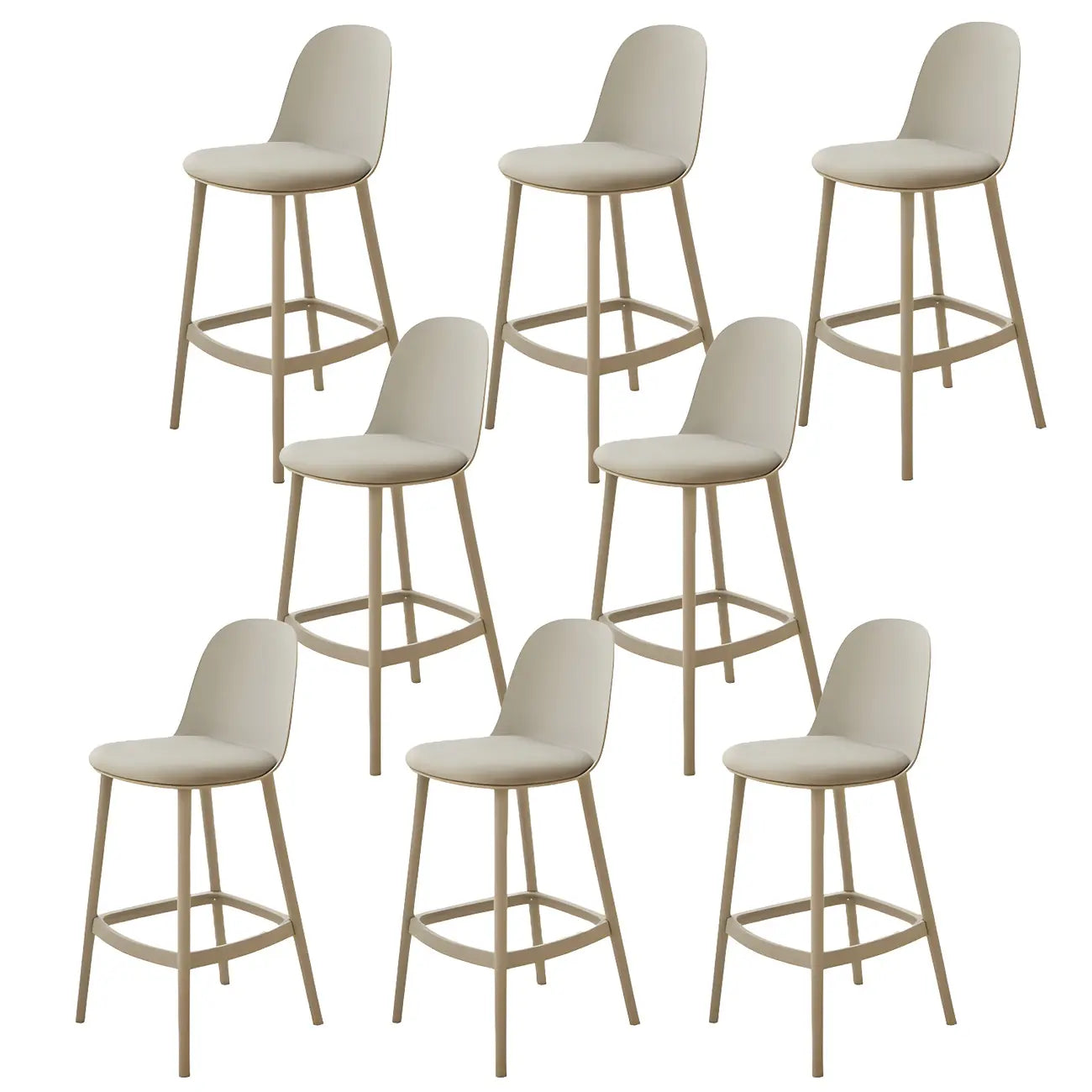 Modern Plastic Upholstered Bar Stool with Footrest