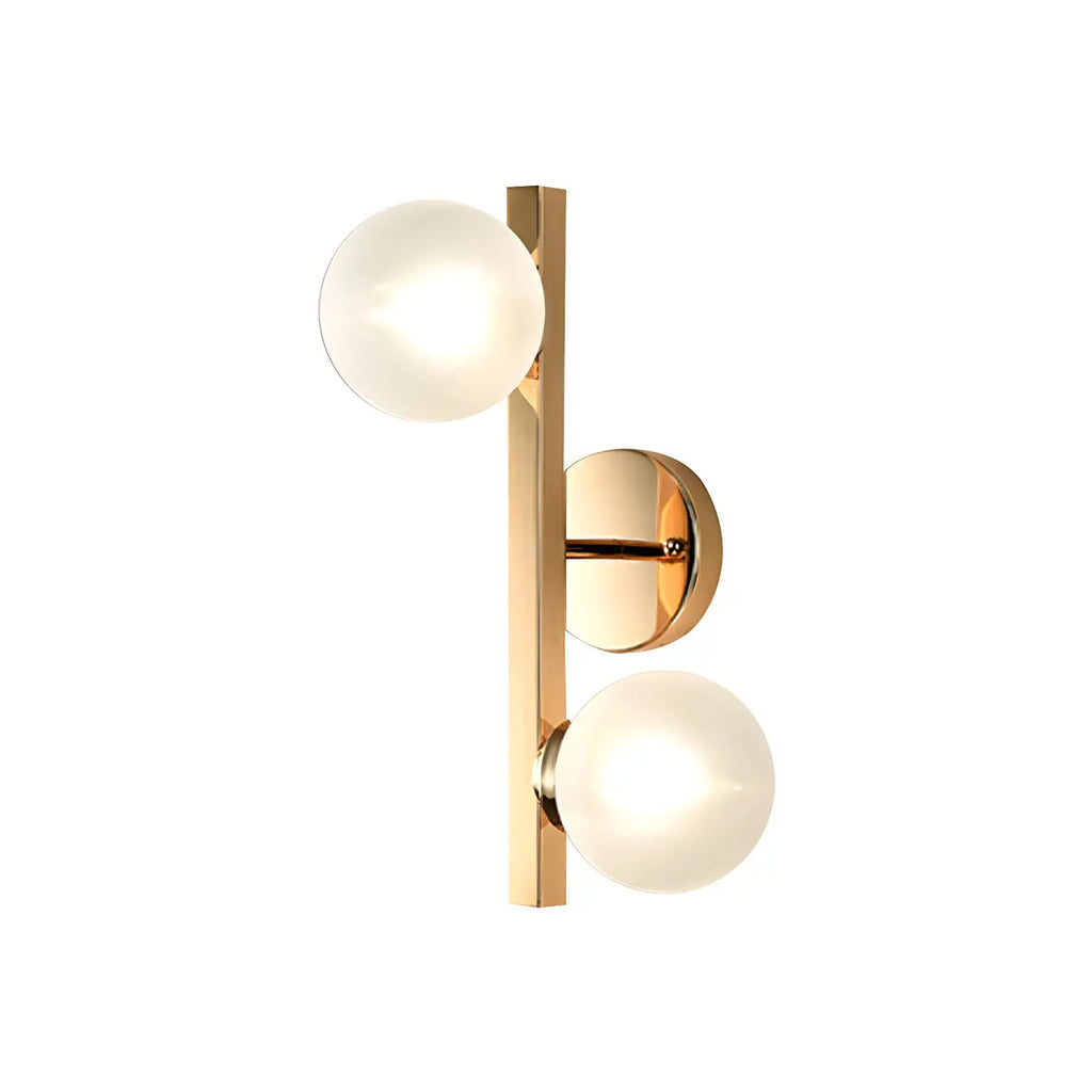 2-Light Globe Brass LED Wall Sconce for Living Room Decor