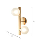 2-Light Globe Brass LED Wall Sconce for Living Room Decor