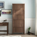 Modern Wooden Bookcase with Adjustable Shelves and Drawers