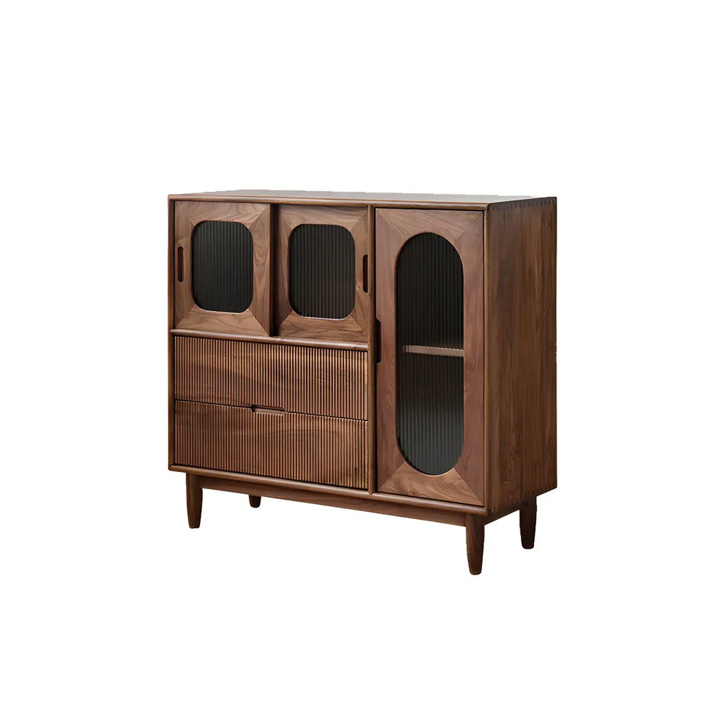 Walnut Wood Bottom Drawer Adjustable China Cabinet