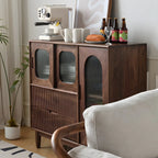 Walnut Wood Bottom Drawer Adjustable China Cabinet