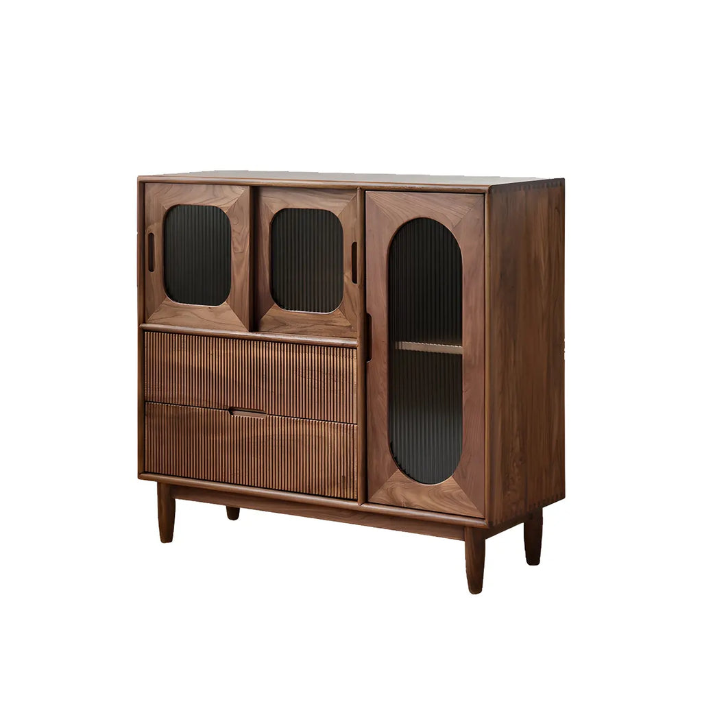 Walnut Wood Bottom Drawer Adjustable China Cabinet