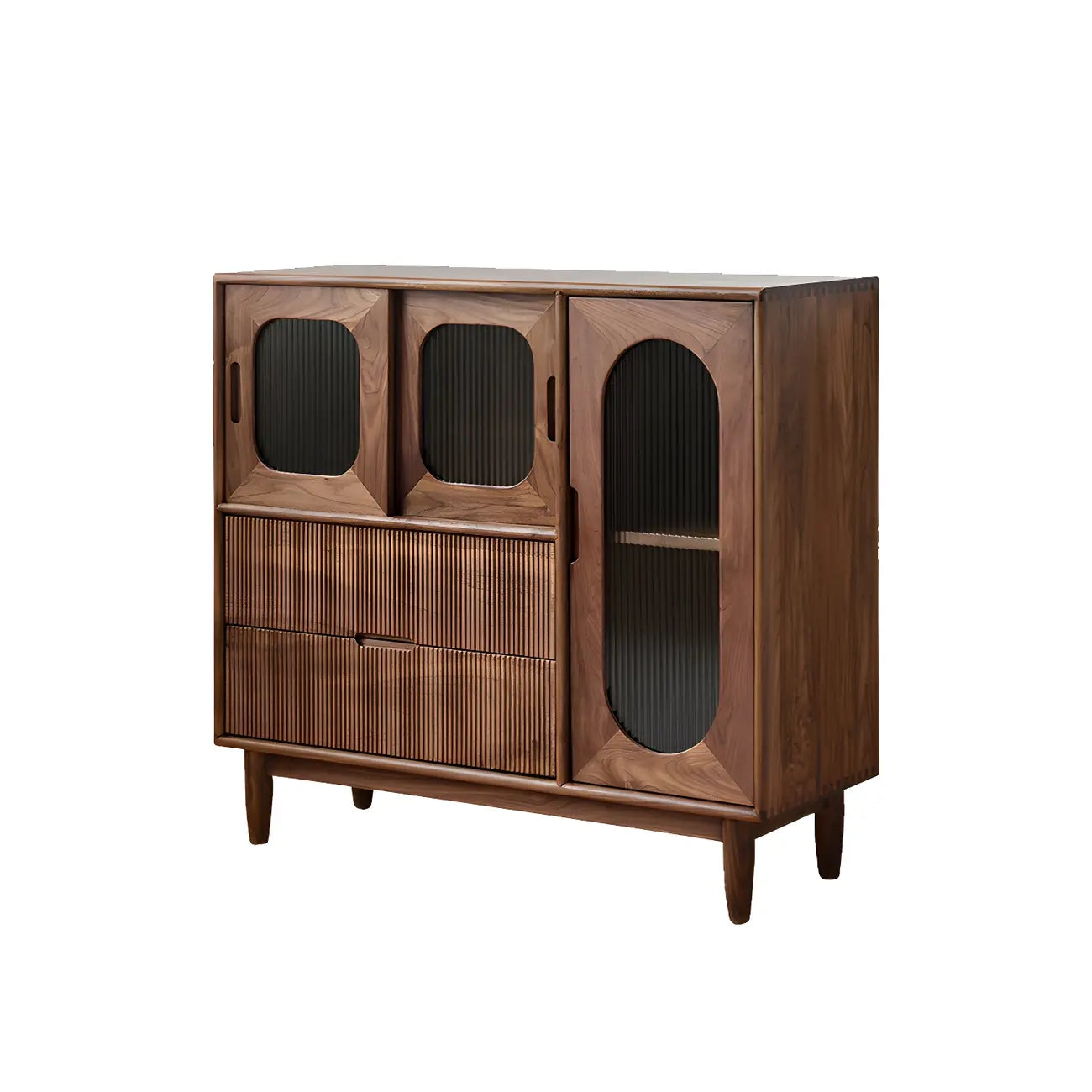 Walnut Wood Bottom Drawer Adjustable China Cabinet