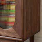 Walnut Wood Bottom Drawer Adjustable China Cabinet