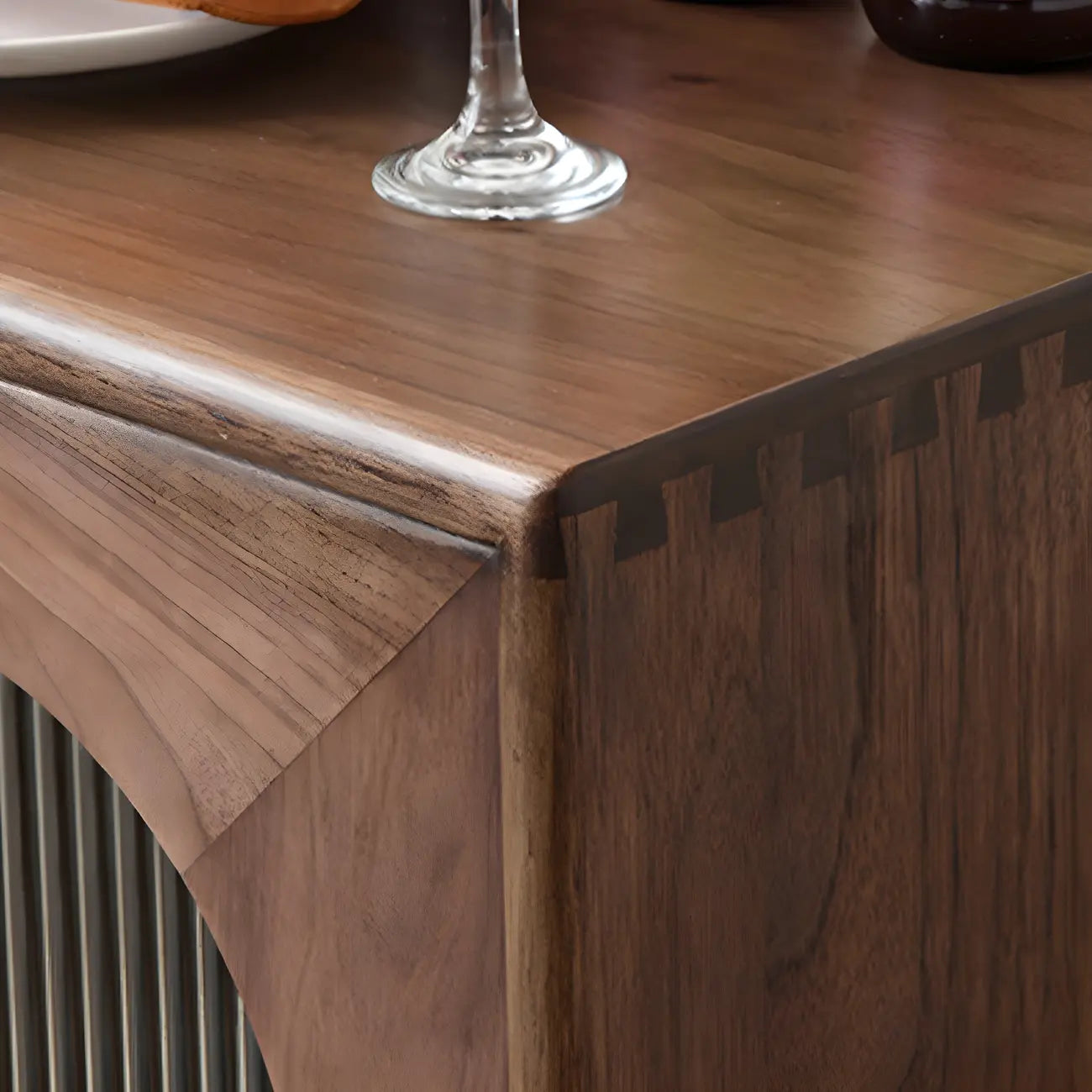 Walnut Wood Bottom Drawer Adjustable China Cabinet