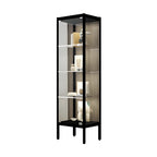 Adjustable Shelves Black Metal Glass Doors Display Cabinet