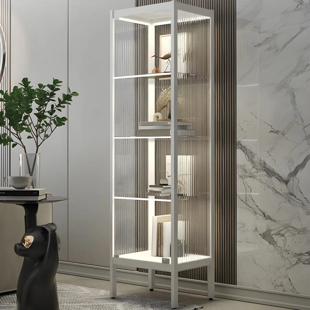 Adjustable Shelves Black Metal Glass Doors Display Cabinet