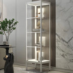 Adjustable Shelves Black Metal Glass Doors Display Cabinet