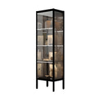Adjustable Shelves Black Metal Glass Doors Display Cabinet