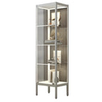 Adjustable Shelves Black Metal Glass Doors Display Cabinet