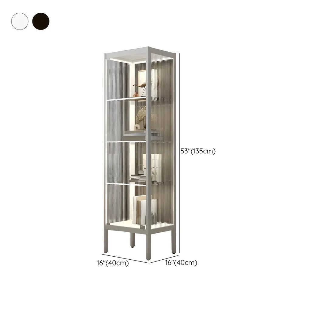 Adjustable Shelves Black Metal Glass Doors Display Cabinet