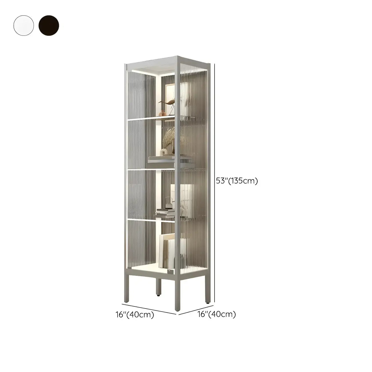 Adjustable Shelves Black Metal Glass Doors Display Cabinet