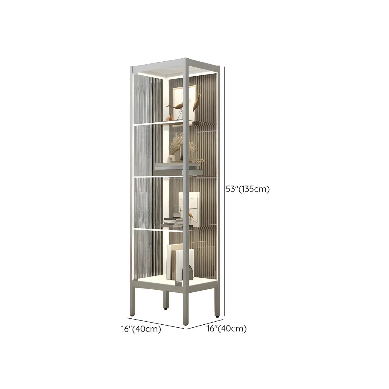 Adjustable Shelves Black Metal Glass Doors Display Cabinet
