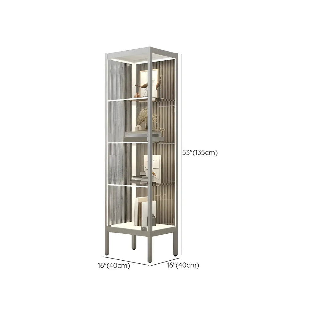 Adjustable Shelves Black Metal Glass Doors Display Cabinet