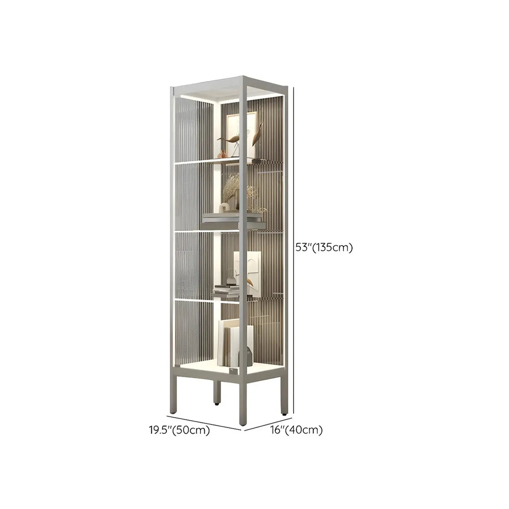 Adjustable Shelves Black Metal Glass Doors Display Cabinet