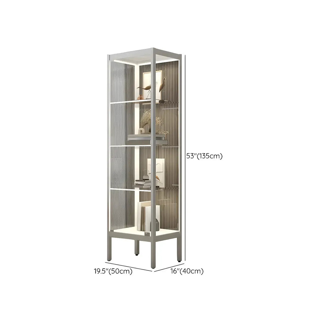 Adjustable Shelves Black Metal Glass Doors Display Cabinet