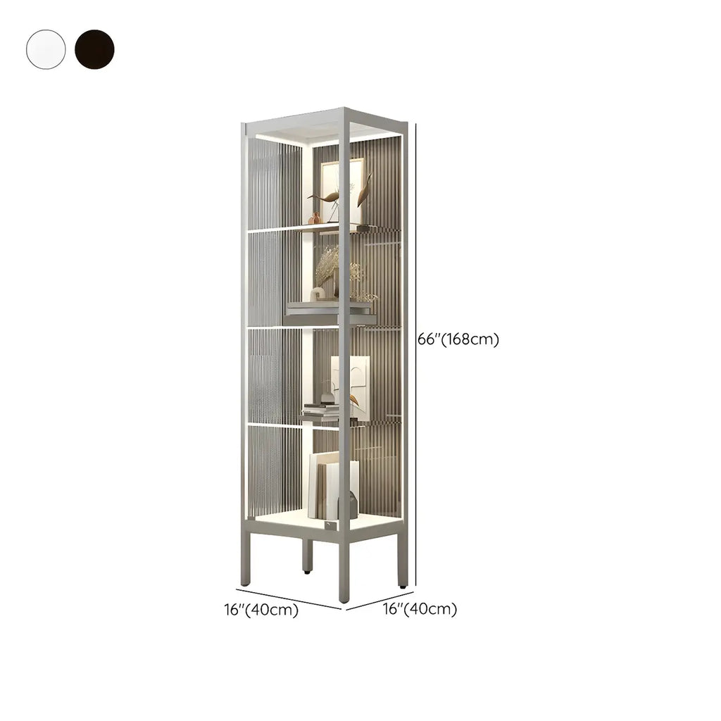 Adjustable Shelves Black Metal Glass Doors Display Cabinet