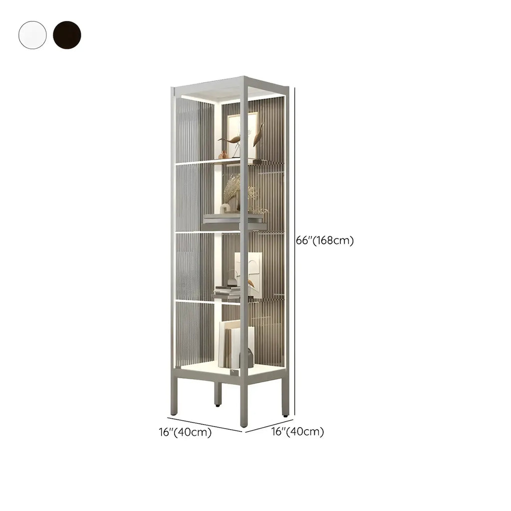 Adjustable Shelves Black Metal Glass Doors Display Cabinet