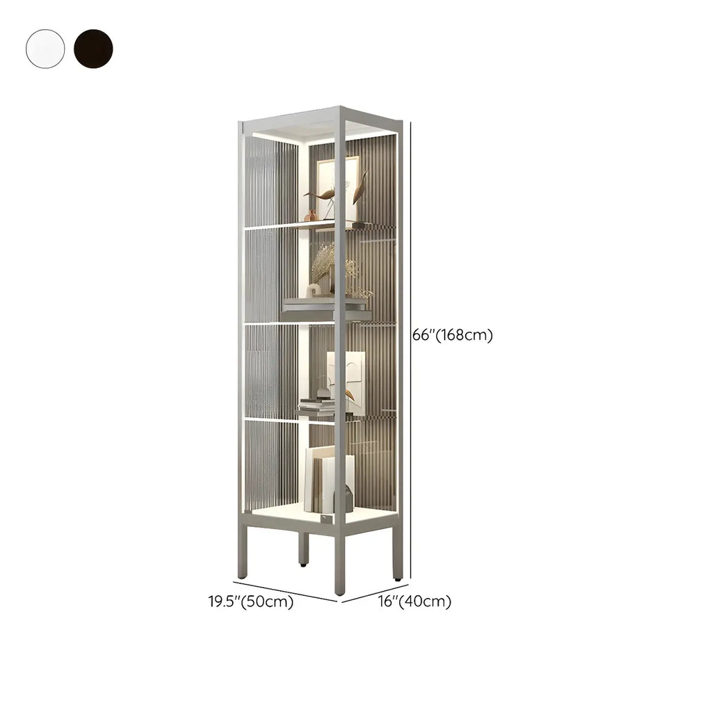 Adjustable Shelves Black Metal Glass Doors Display Cabinet