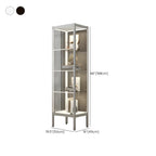 Adjustable Shelves Black Metal Glass Doors Display Cabinet