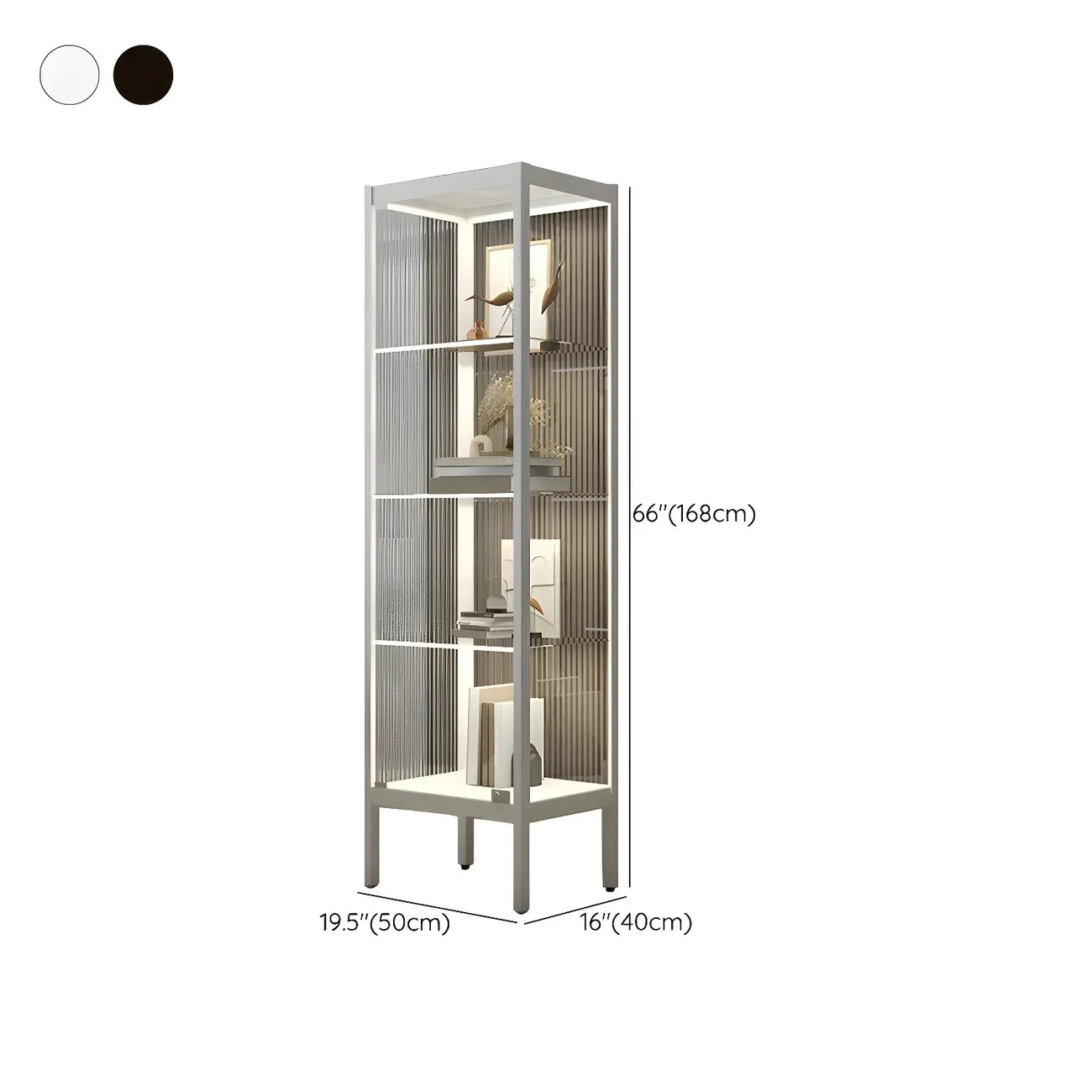 Adjustable Shelves Black Metal Glass Doors Display Cabinet
