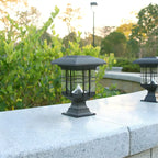 Black Clear Rectangle Solar Outdoor Post Lights