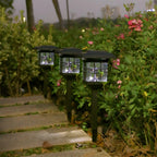 Black Clear Rectangle Solar Outdoor Post Lights