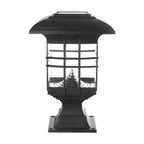 Black Clear Rectangle Solar Outdoor Post Lights