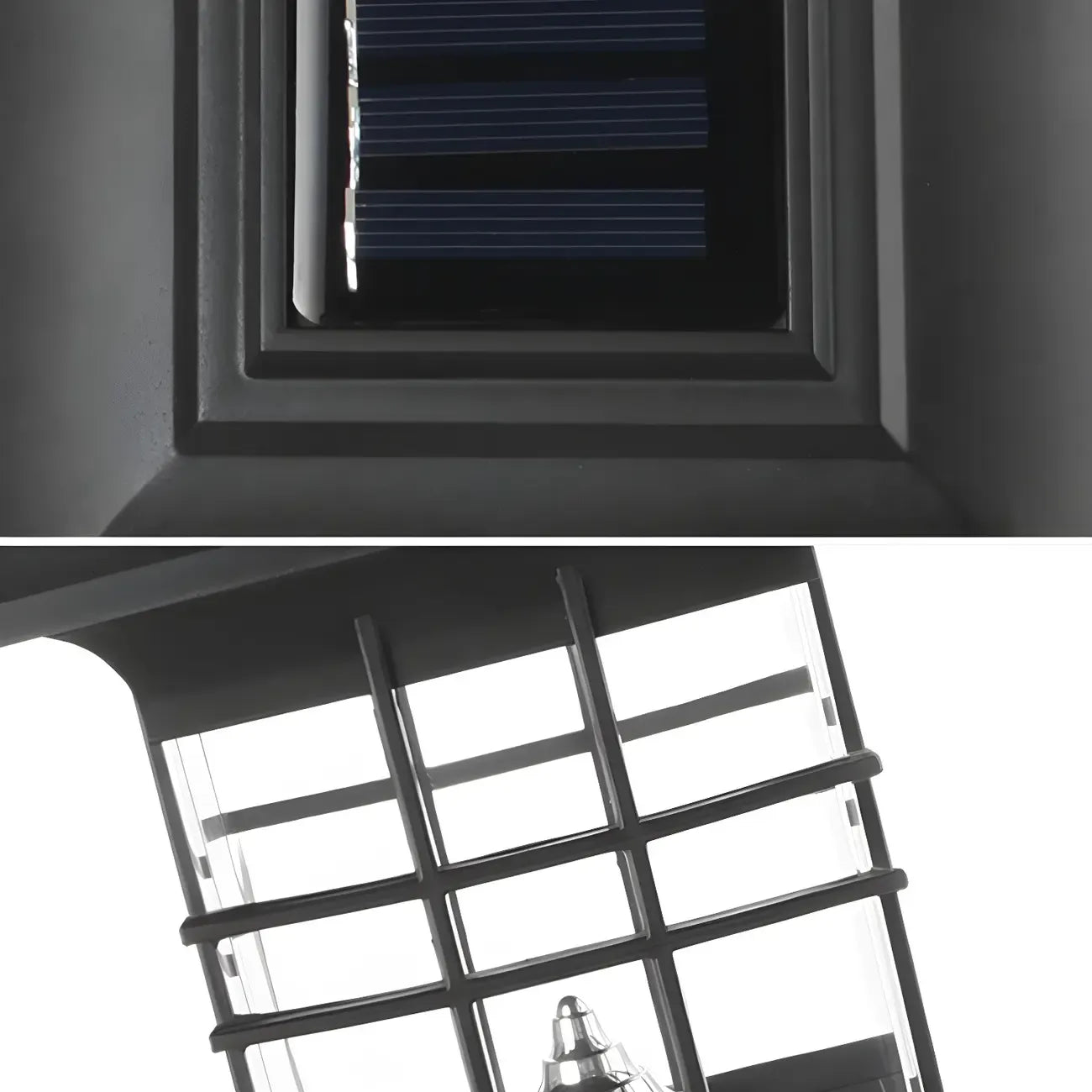 Black Clear Rectangle Solar Outdoor Post Lights