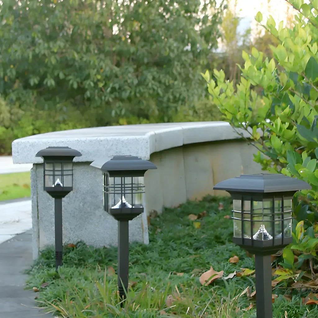 Black Clear Rectangle Solar Outdoor Post Lights