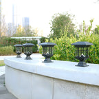 Black Clear Rectangle Solar Outdoor Post Lights