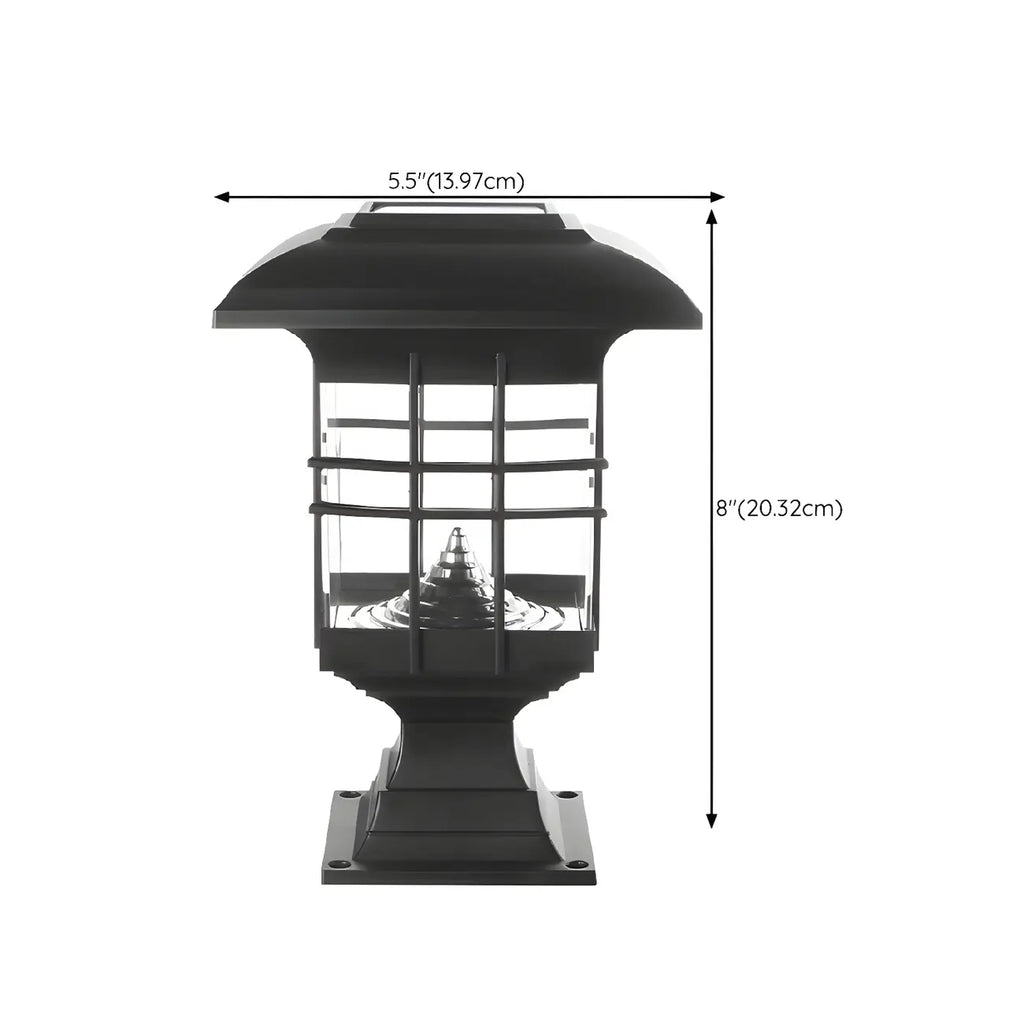 Black Clear Rectangle Solar Outdoor Post Lights