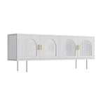 63 White Metal Arched Glass Door TV Stand with Cabinet