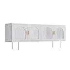 63 White Metal Arched Glass Door TV Stand with Cabinet
