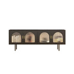 63 White Metal Arched Glass Door TV Stand with Cabinet